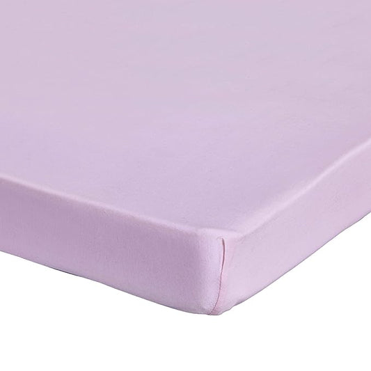 Pack n Play Fitted Sheet – Super Soft, 100% Natural Jersey Cotton – 27” x 39” – for Boys and Girls, Fits Pack n Play, Playard and Foldable Mattresses - Covered Elastic Hem (Lavender)