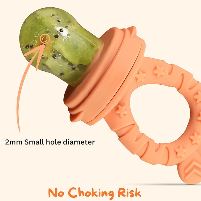 Baby Fruit Feeder Set – BPA-Free Silicone Fresh Food Feeder with 3 Replacement Teats, Teething Feeder for Fruits & Purees, Safe Self-Feeding for Babies 4+ Months