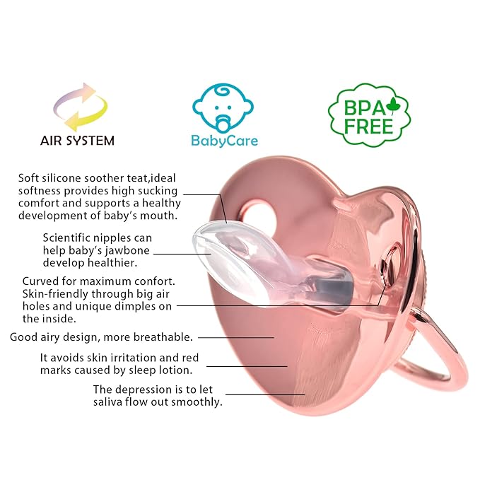 Bling Personalized Pink Baby Pacifier with Pacifier Clips and Anti-dust Cover A-Z 26 Letters(Pink,E)