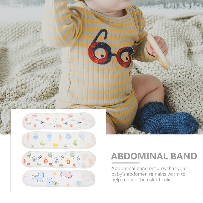 Healifty 4Pcs Baby Belly Band for Newborns Soft Breathable Cotton Babies Infant Umbilical Belt Cords Wrap Cover for Colic Relief and Warmth Toddler Abdomen Protection Band 0-12 Months