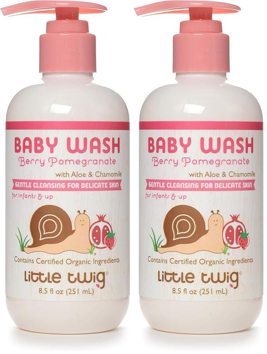 Little Twig Baby Wash, Natural Plant Derived Formula, Berry Pomegranate, 8.5 fl oz (Pack of 2)