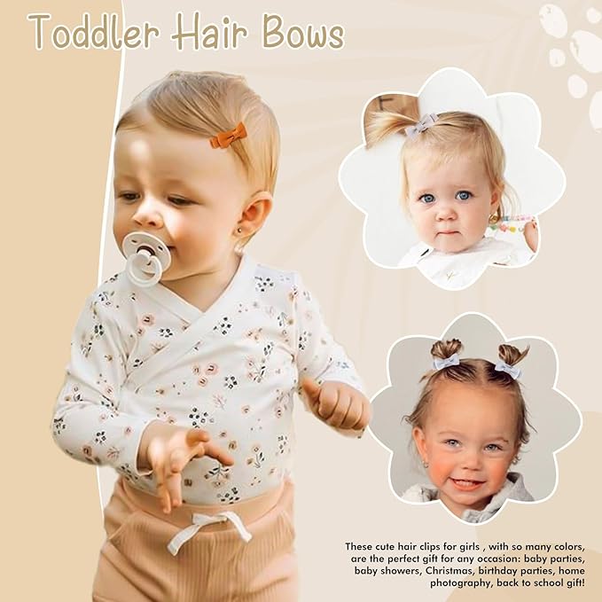 24PCS 2inch Oaoleer Baby Girls Hair Clips, Fully Lined Bows Hair Pins, Tiny Alligator Clips for Infants Toddlers - 12 Colors in Pairs (Style B)