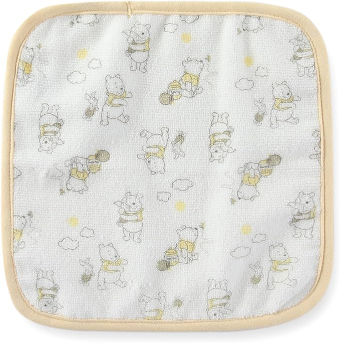 Disney Baby Winnie The Pooh Unisex Hooded Baby-Bath Towel with 3 Washcloths Set for Newborn and Infants