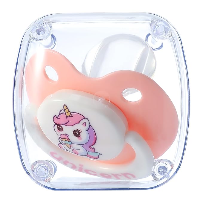Cute Adult Sized Pacifier for Anxiety: Big Shield Unicorn Paci for Autism - Soft Silicone Large Nipple Binky for Sleeping Pink and White