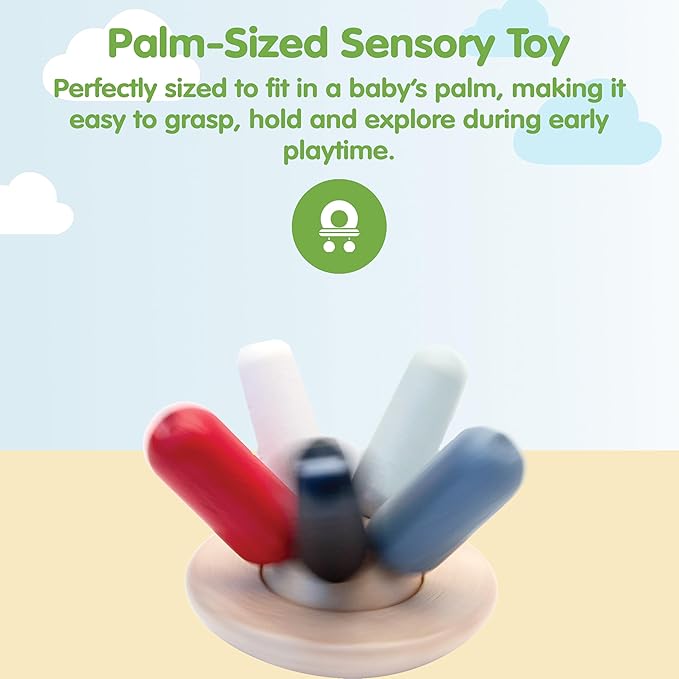 PlanToys® Wooden Flexi Jellyfish Baby Toy | Montessori Inspired Infant Toy for Sensory Play, Grasping & Motor Skill Development | Eco Friendly Clutch & Squeeze Toy