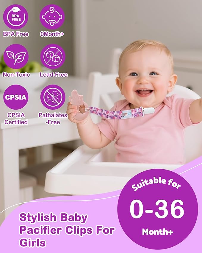 ALVABABY Pacifier Clips 8 Pack Pacifier Binky Paci Holder Leashes for Teethers 8DP22A