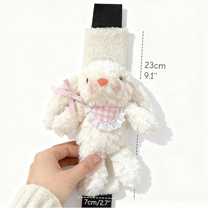 2 PCS Seat Belt Cover Pad, Cute Kawaii Animal Bunny Seatbelt Covers for Kids and Adults, Winter Plush Fluffy Soft Seat Belt Cover, Cartoon Seatbelt Cushion,Car Seat Strap Pads (A-Bunny(Pink))