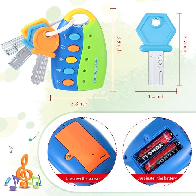 Skylety Musical Smart Remote Car Key Toy with Sound and Lights Fun and Educational Musical Toys for Travel Play(Blue)