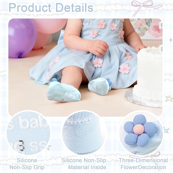 JOYOYO 5 Colors Baby Flower Headbands and Socks Baby Girls Nylon Headband Soft Hairbands Hair Accessories for Newborn Infant Toddler Kids