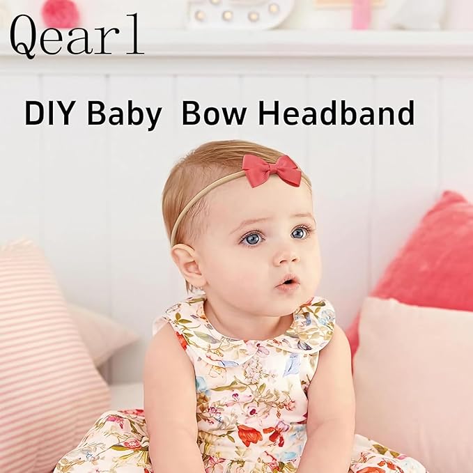 Qearl 60 Pack Soft Stretchy DIY Nylon Headbands Hair Bands Bows DIY Accessory for Newborn Baby Girls