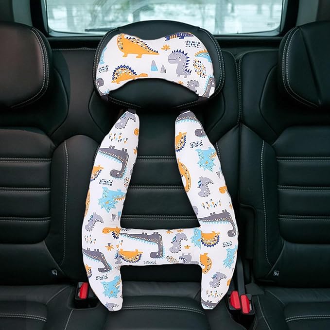 Generic Kids Car Seat Head Support H Shape Kids Neck Pillow - Kid Car Sleeping Head Support, 28x22in Car Travel Pillow with Headrest for Kids and Adults for Head, Neck, Arm Supports, Dinosaur