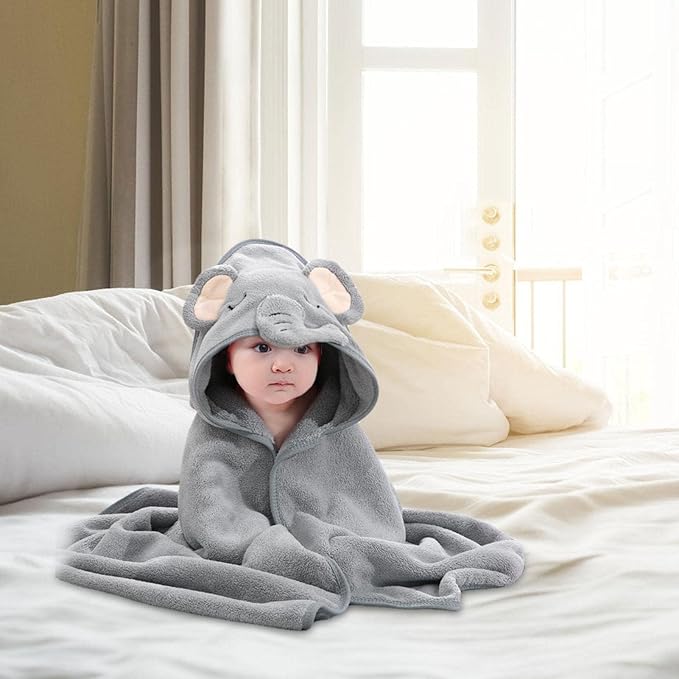Hooded Baby Towel, Baby Bath Towel Hooded Bath Blanket, Baby Cotton Animal Face Hooded Towel, Absorbent Coral Fleece Hooded Baby Bath Shower Towel Gifts for Infant Newborn Toddlers, 31 * 31in
