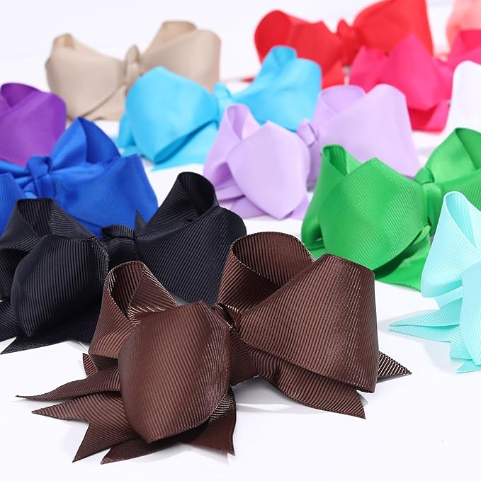 20PCS Oaoleer 4.5inch Grosgrain Ribbon Layered Bows Alligator Clips, Hair Accessories for Baby Girls, Toddlers, Kids, and Teens (Style-A)