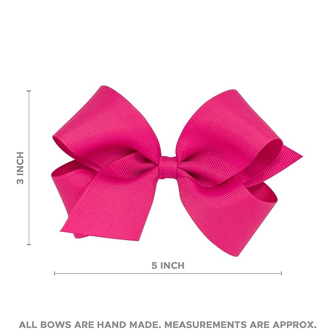 Wee Ones Girls' 6 Piece Set of Bows, Solid Grosgrain Variety Pack on a WeeStay No-Slip Hair Clip, Medium, Blue,Navy,Pink,Red,White