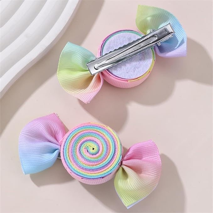 Valentines Pink Candy Rainbow Hair Bows Clips Valentine's Day Alligator Hair Clips Hairpins Hair Accessories for Teens Gift