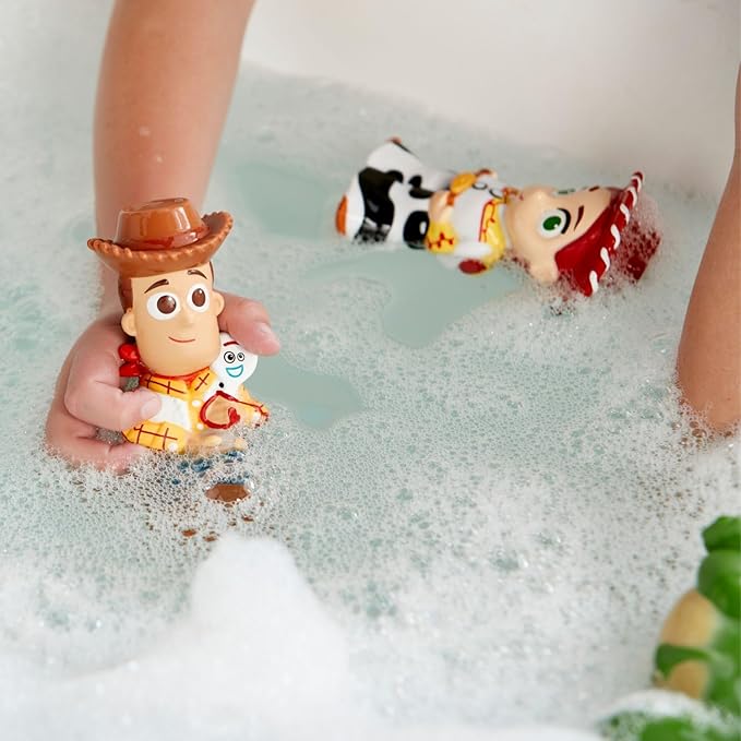 Disney Store Official Toy Story Bath Toys Set - Includes 5 Detailed Toys with a Straining Storage Bucket - Bath Time Fun & Water Play Set for Kids