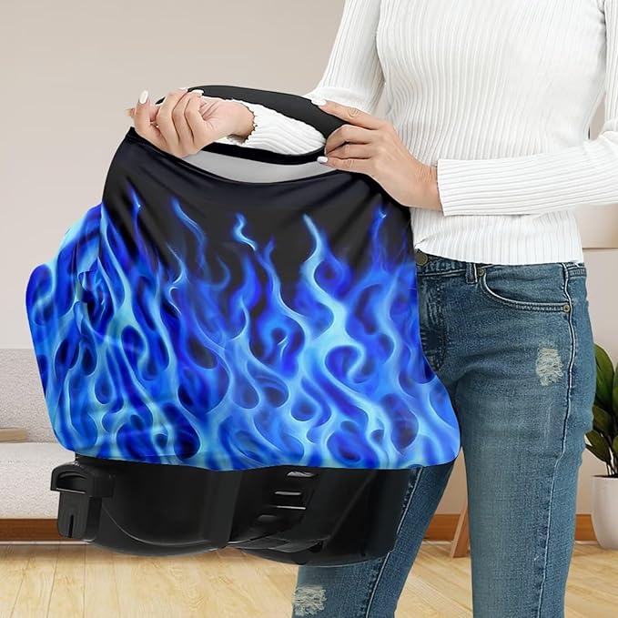 Blue Flame Nursing Cover Breastfeeding Scarf Baby Privacy Car Seat Covers Infant Stroller Cover for Babies Breathable Unverisal Fit Carseat Canopy for Girls and Boys