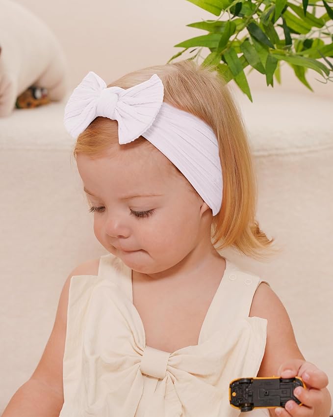 jollybows Baby Girl Headband Bows Nylon Head Wraps Newborn Hairbands Infant Toddler Hair Bow (1- Black White Pink)