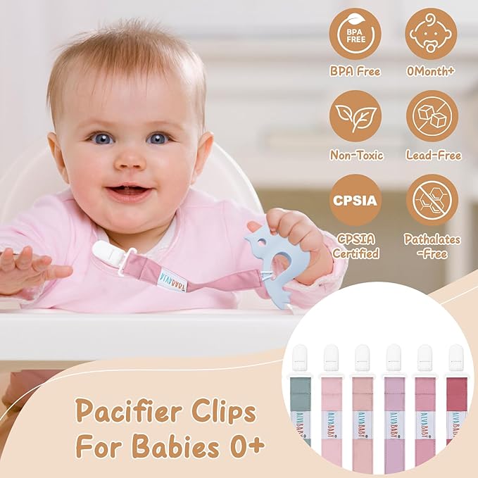 ALVABABY Pacifier Clips 8 Pack Pacifier Binky Paci Holder Leashes for Baby Teethers 8DP10