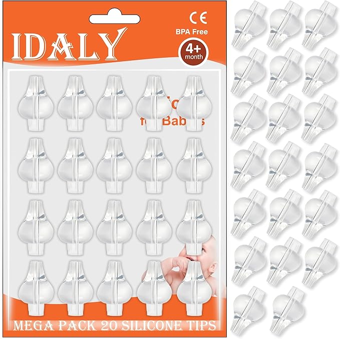 MEGA Pack 20 Silicone Tips for Nasal Syringe Nasal Syringe Tip for Baby - 20 Spare Nasal Syringe Tip.