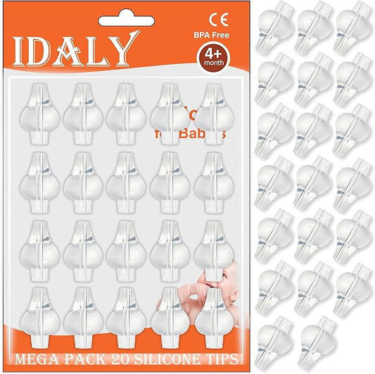 MEGA Pack 20 Silicone Tips for Nasal Syringe Nasal Syringe Tip for Baby - 20 Spare Nasal Syringe Tip.