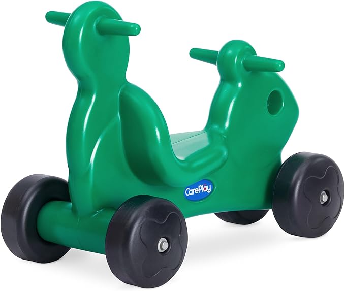 Careplay 2-in-1 Squirrel Push & Ride-on Toy, Indoor & Outdoor Use, Low Profile Seat, Recommended for Children up to 50lbs, Durable Construction, Made in The USA, Green