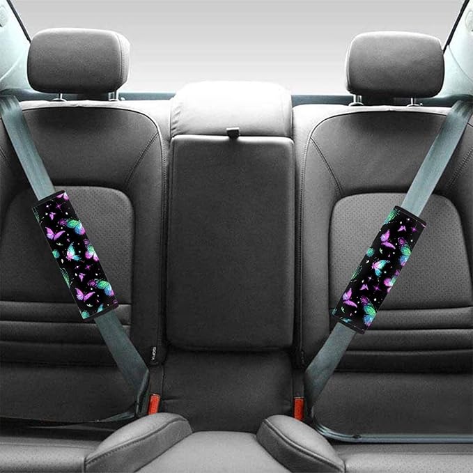 AFPANQZ Butterflies Seat Belt Cover for Women Adults 2 Packs Comfortable Driving Shoulder Protectors Car Safety Seatbelt Pads Soft Comfort Cushion Car Seats Accessories Decor