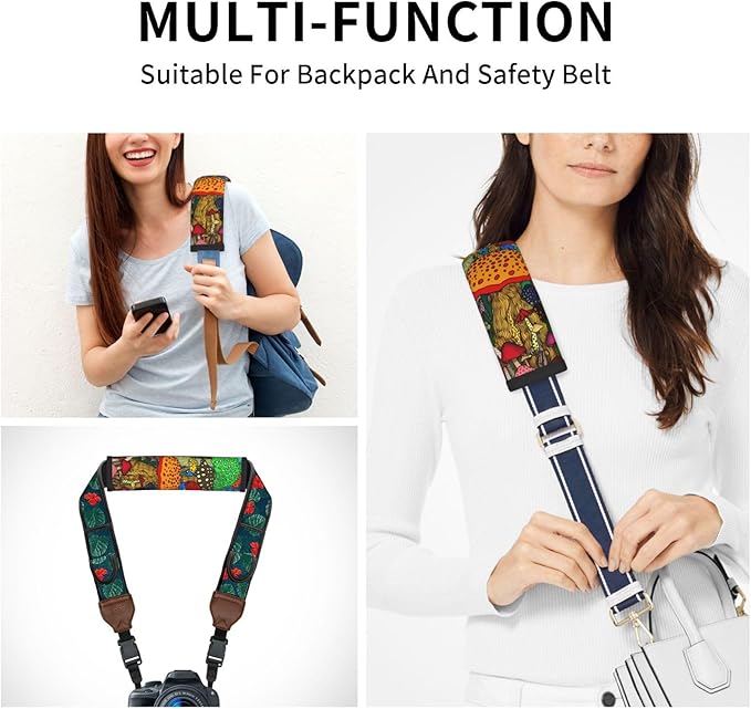 Cartoon Forest Mushroom Print Seatbelt Pads Fits Cars Trucks SUV Sedans Sweat Absorption Car Seatbelt Strap Cover, Auto Interior Accessories Protector