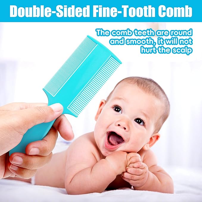 Cradle Cap Brush for Babies, 5Pcs Cradle Cap Treatment Set with Soft Bristle Brushes Silicone Scrubber Long Comb for Newborn Bathing Essentials Baby Brush and Comb Set (Blue)