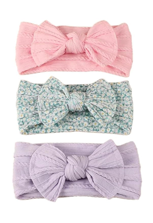 XuoAz Baby Girls Bow Flora Headband Baby Turban Knotted Elastic Headwrap for Newborn Infant Toddler Hair Accessories