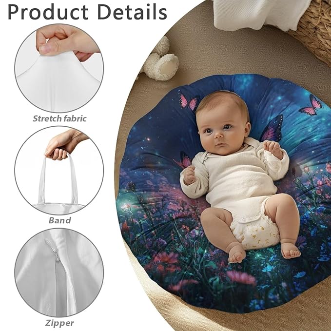Newborn Lounger Cover, Butterfly Design Waterproof Baby Lounger Cover Soft Snug Elastic Baby Recliner Cover for Most Standard Baby Lounger