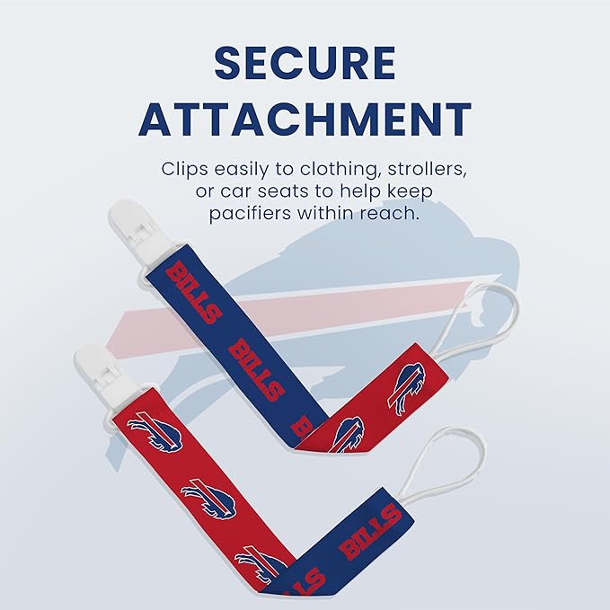 Baby Fanatic Officially Licensed Unisex Pacifier Clip 2-Pack - NFL Buffalo Bills - Officially Licensed Baby Apparel