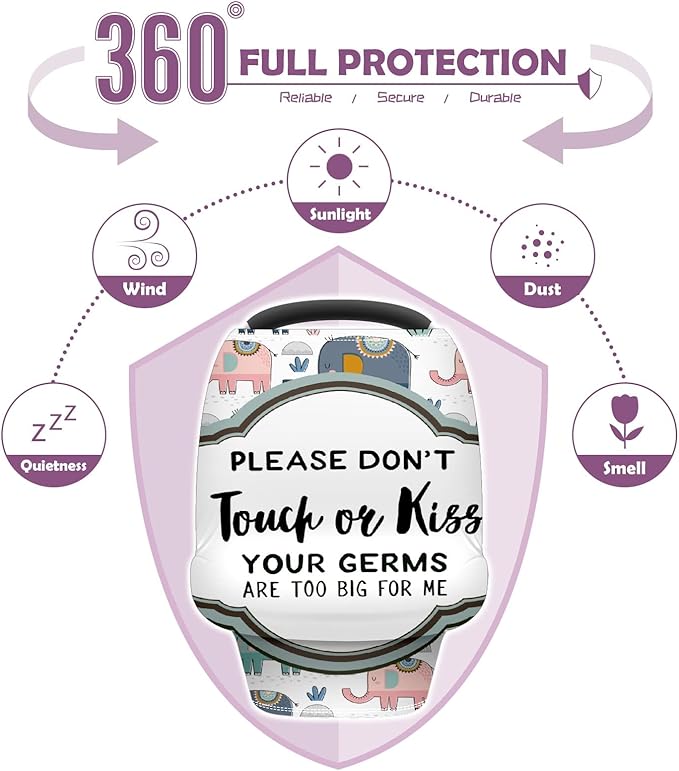Baby Car Seat Stroller Covers Don't Touch Elephant New Mom Nursing Cover Breastfeeding Scarf Soft Breathable Stretchy Coverage Carseat Canopy Cover for Boys and Girls