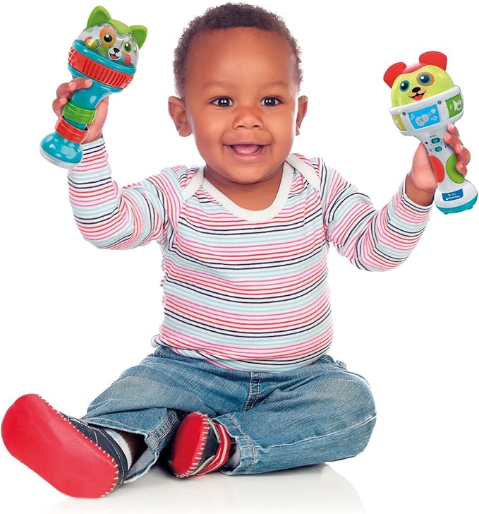 Clementoni Baby Maracas Puppy Friends - 2 Maracas for 6 Months, Early Childhood Musical Game, Percussion to Shake Like a Rattle, Interactive Electronic Musical Instrument, 17985
