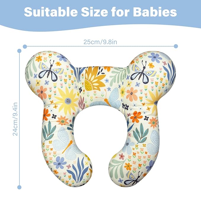 Baby Neck Pillows - Upgraded Toddler Travel Cushion for Toddler Head and Neck, Infant Neck Pillow for Car Plane Stroller Pushchair - Flower A