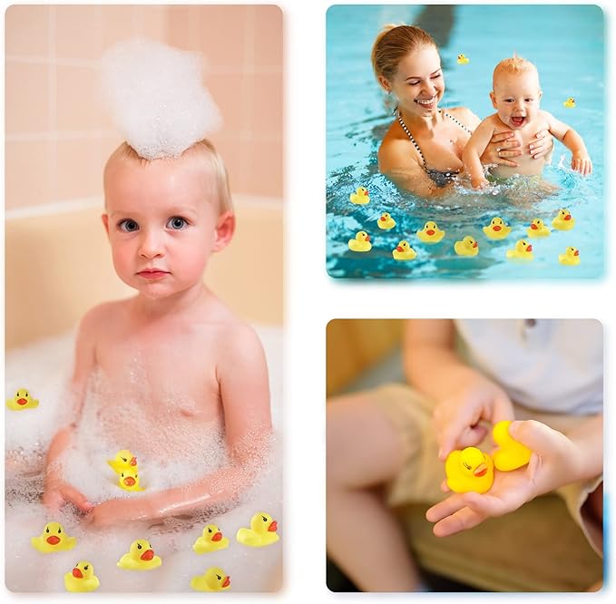 60 PCS Rubber Ducks Bath Toys Mini Ducks Float and Fun Squeak for Kids Bath Toy Shower Decorations Birthday Party Carnival Game Gift