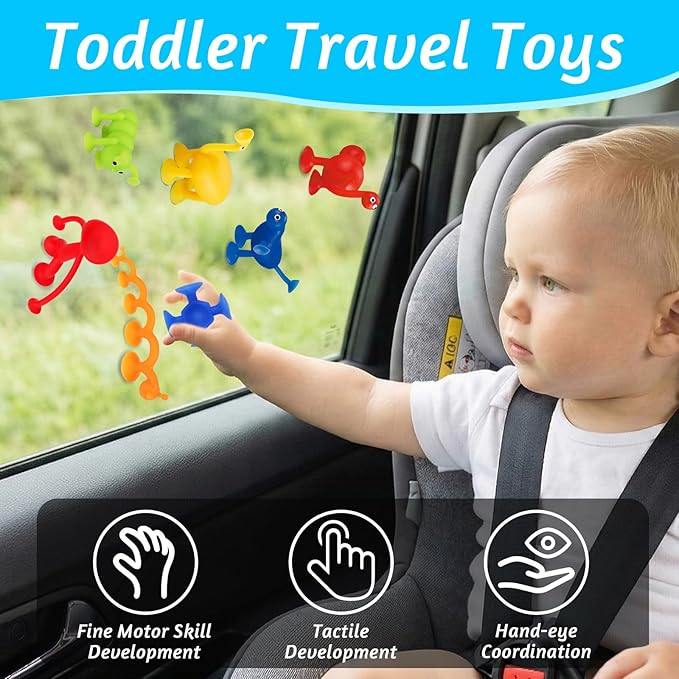 32Pcs Bath Toys for Kids Ages 1-3 2-4 4-8, Sensory Fidget Building Suction Cup Toy Mold Free Bath Toy for Toddlers Airplane Car Window Travel Road Trip Essentials Party Favor Treasure Carnival Prizes