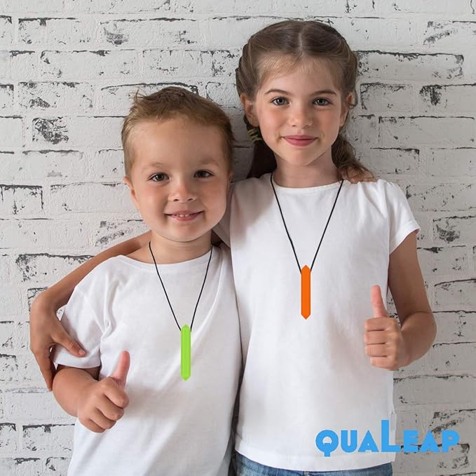 Xtra Tough (XT) Sensory Chew Necklace for Kids, Boys or Girls (5 Pack) - Chewing Necklace Teething Necklace Teether Necklace Chew Toys - Teething Toys Designed for Autism ADHD (5 Colors)