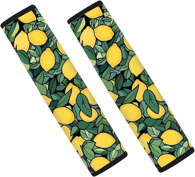 2-Piece Seatbelt Covers for Car Seat,Soft Comfortable Auto Seat Belt Protector Seatbelt Shoulder Pad for Women Men Yellow Lemon Pattern