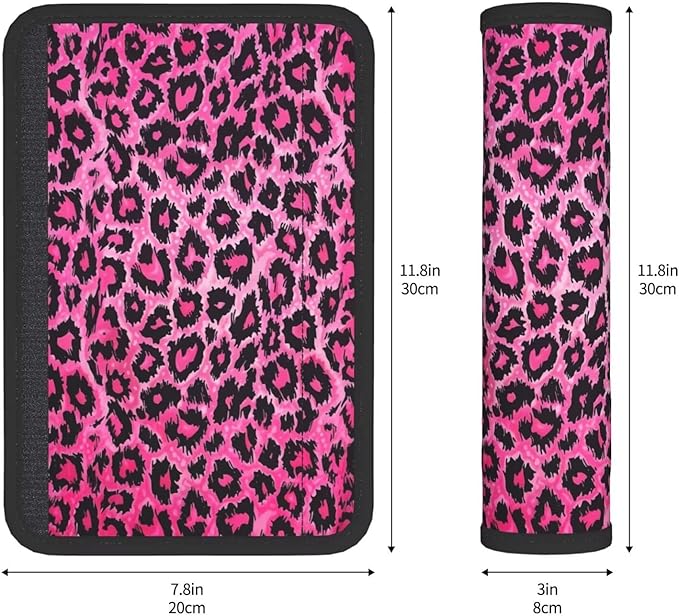 Car Seat Belt Pad Pink Leopard 2 Pack Soft Seat Belt Cover for Shoulder Pad Protector Cheetahs Animal Car Accessories Seat Belt Cushion Cheetah Animal Girly Cute Safety Strap Cover