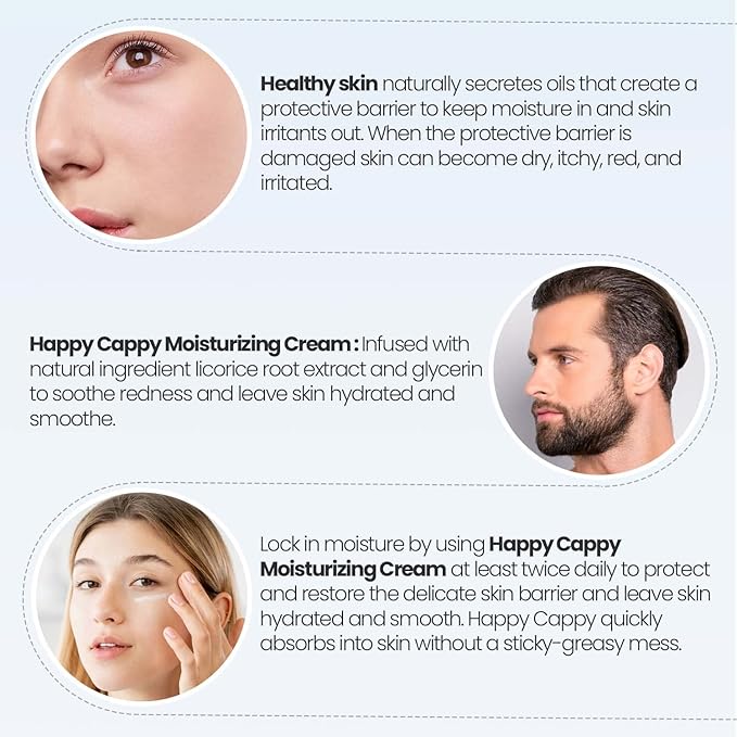 Happy Cappy Moisturizing Cream - Baby Eczema Cream, Eczema Lotion for Kids, Pediatrician-Formulated, Gentle, Paraben Free, Hypoallergenic, Soothes Dry Skin - 12 Fl Oz (Pack of 2)