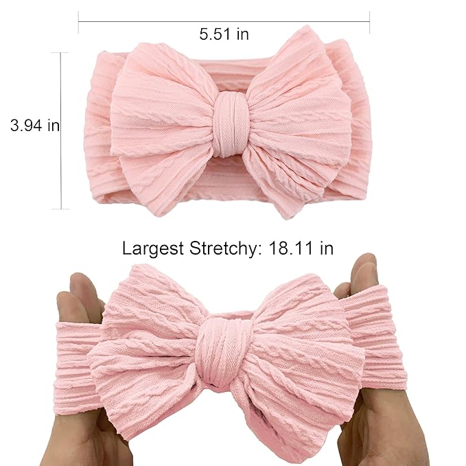 Baby Nylon Headbands Soft Hair Bow Elastics Hairbands Accessories for Baby Girls Newborn Infant Toddler Kids (Beige)