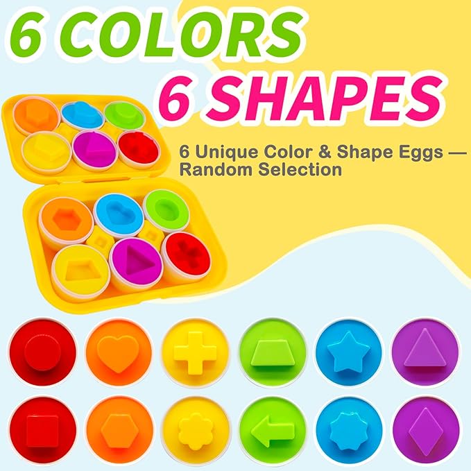 WEEJOYGAM Easter Eggs Toys for Toddlers 1-3, Color Sorting Shape Sorter Matching Game Montessori Sensory Educational Learning Toys for 1 2 3 Year Old Girl Boy Kids Birthday Gift Easter Basket Stuffers