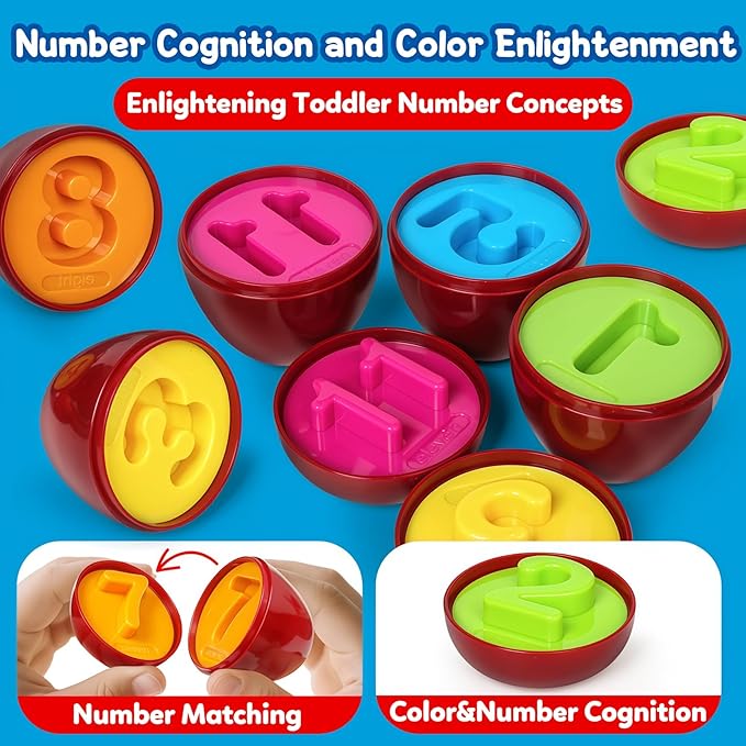 Apple Toy,Montessori Educational Learning Number Matching & Color Sorting Toys for Toddlers 1-3,Fine Motor Shape Puzzle Toddler Activities Easter Basket Stuffers Gift for Boys Girls