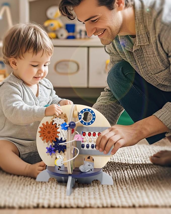 Ocean Wooden Activity Cube Montessori Toys for 1 Year Old Boy & Girl Birthday Gifts