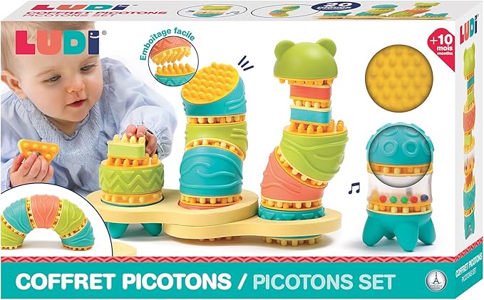Ludi - Picoton Toys with Sound, Multicolor, Set with 20 Teilen (130085)