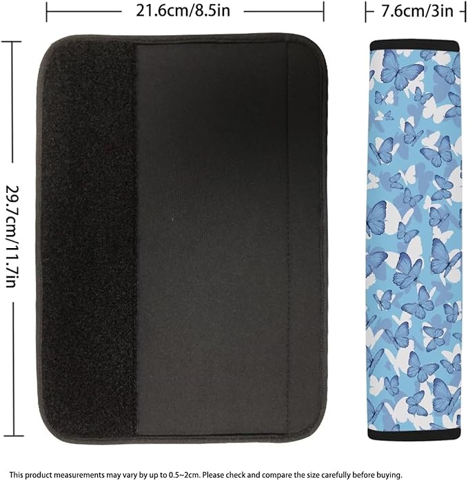 Car Seat Shoulder Strap Pads White Seat Belt Covers Blue Butterfly Seat Belt Shoulder Strap Pad Seat Belt Covers for Women Seat Belt Covers for Adults 2 Pack Seat Belt Cover Car Accessories