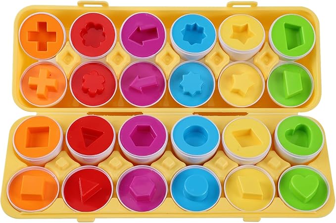 J-hong Matching Eggs 12 pcs Set Easter Eggs - Educational Color & Shape Recognition Sortere Skills Study Toys, Montessori Toys, STEM Educational Toy Gift for Toddler 1-3Year Old
