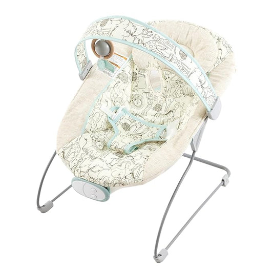 Baby Bouncer, Infants Bouncy Seat with Music and Vibrations,Portable Baby Rocker with Hanging Grasping Planet & Mirror for Newborns Indoor Outdoor Use 0-6 Months Up to 20 lbs