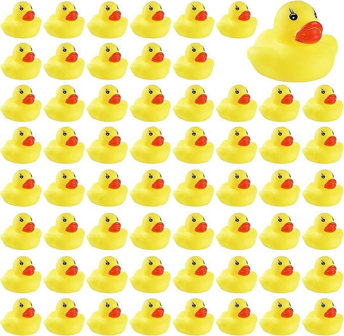 60 PCS Rubber Ducks Bath Toys Mini Ducks Float and Fun Squeak for Kids Bath Toy Shower Decorations Birthday Party Carnival Game Gift